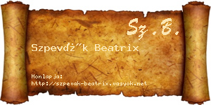 Szpevák Beatrix névjegykártya